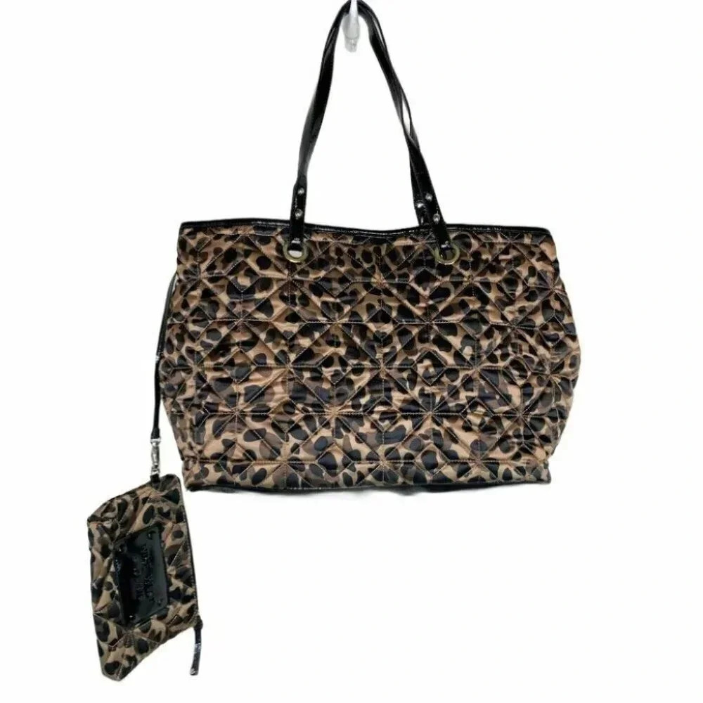 Nine West Quilted Leopard Print Tote Bag with Matching‎ Pouch